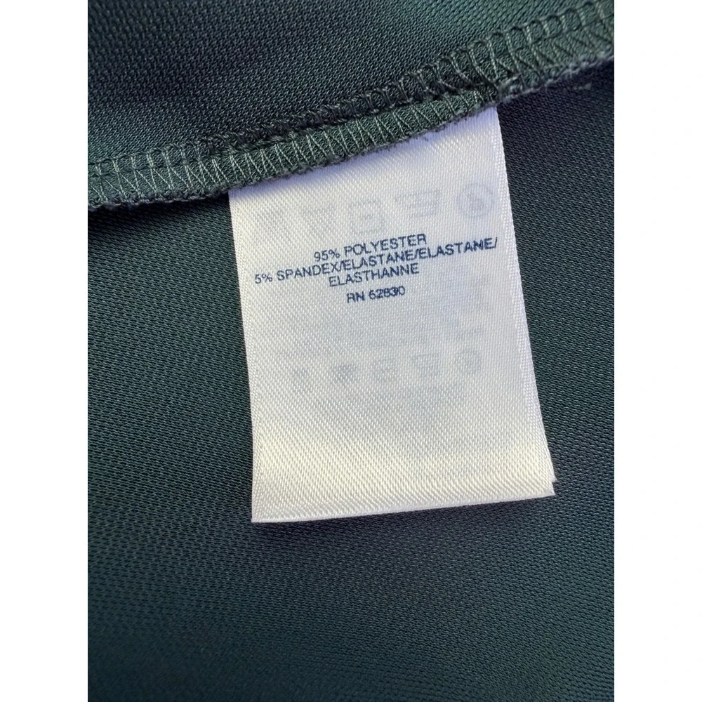 Lands End Dress Medium 10-12 Teal Green Long Sleeve Fit Flare Midi Dress